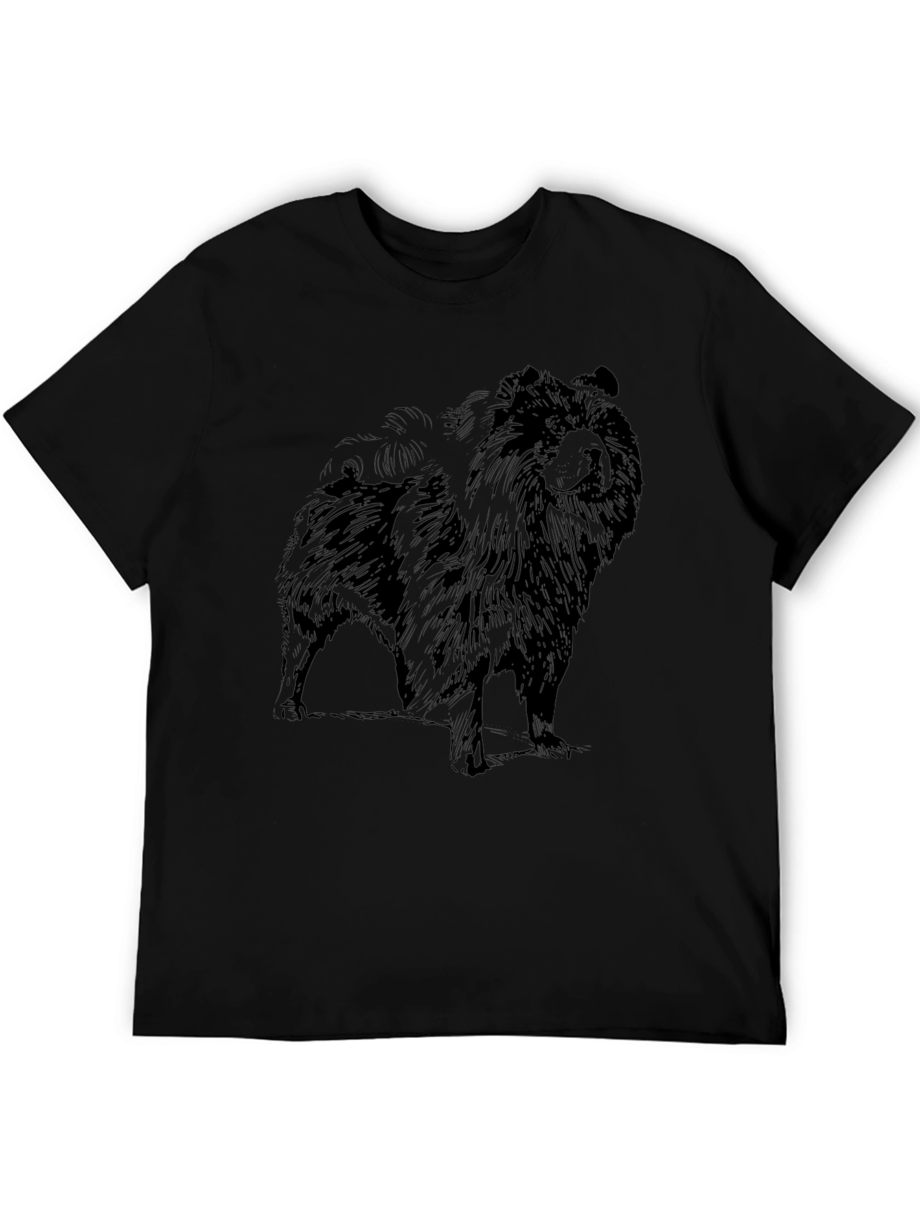 Mens Black T-Shirt with Chow Chow Dog Graphic
