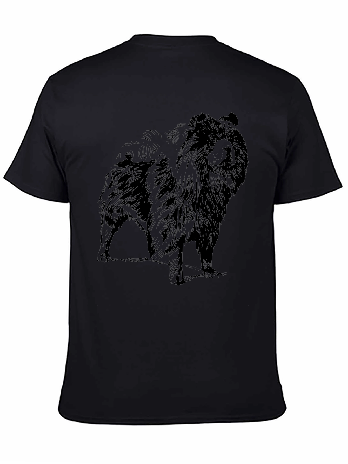 Mens Black T-Shirt with Chow Chow Dog Graphic
