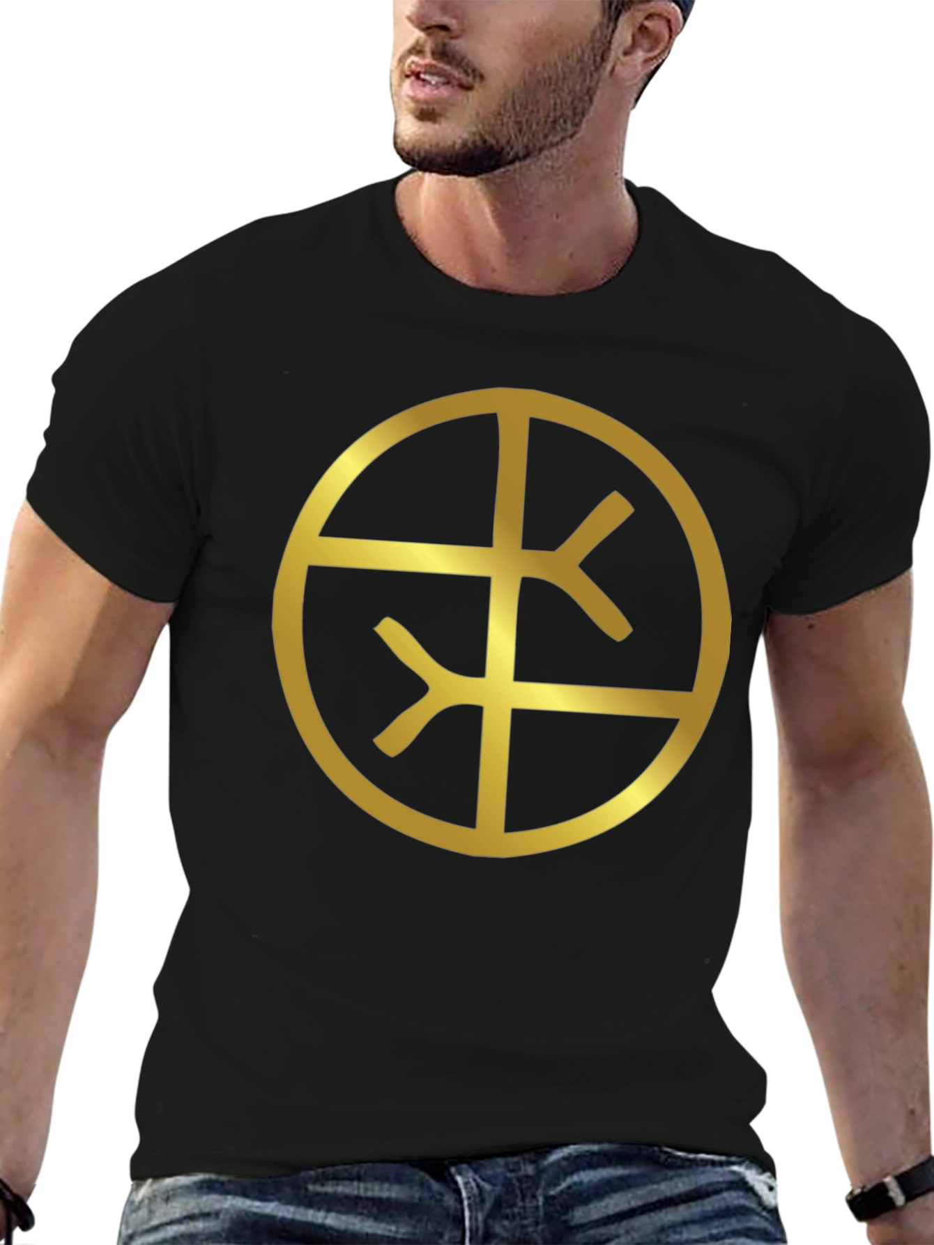 Black Tee with Gold Symbol