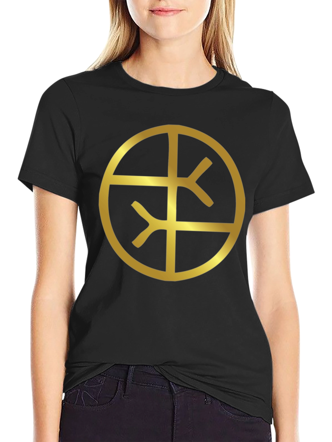 Black Tee with Gold Symbol