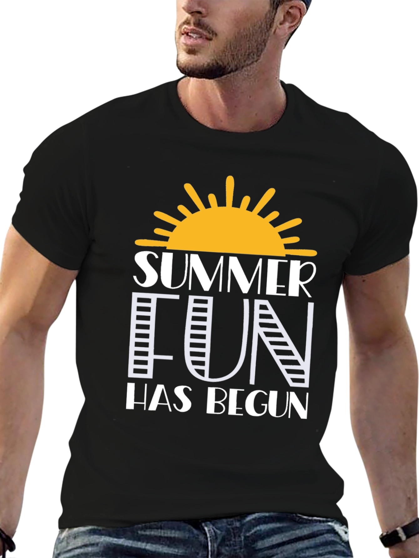 Summer Fun Graphic Tee - Black Cotton T-Shirt