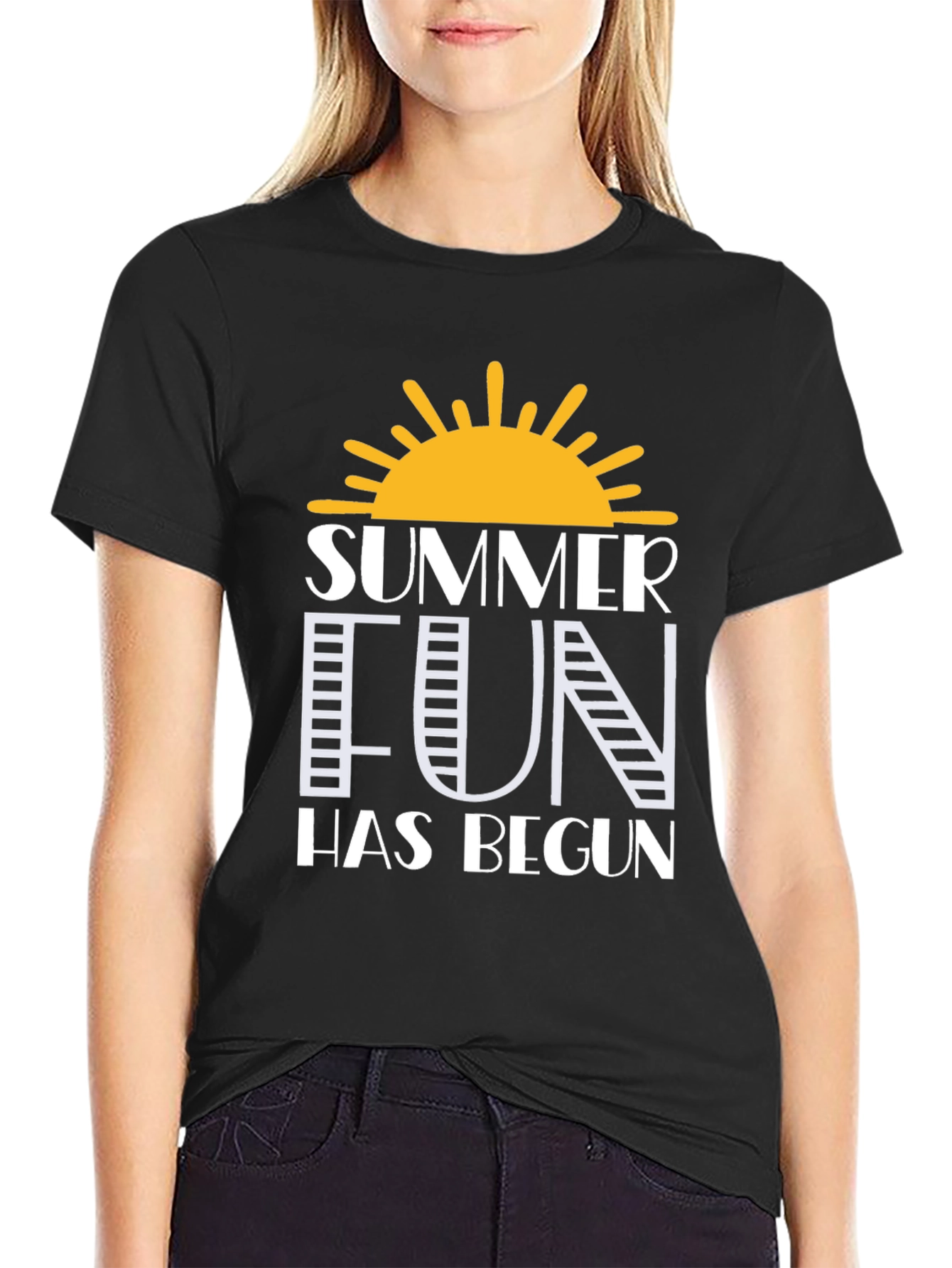 Summer Fun Graphic Tee - Black Cotton T-Shirt