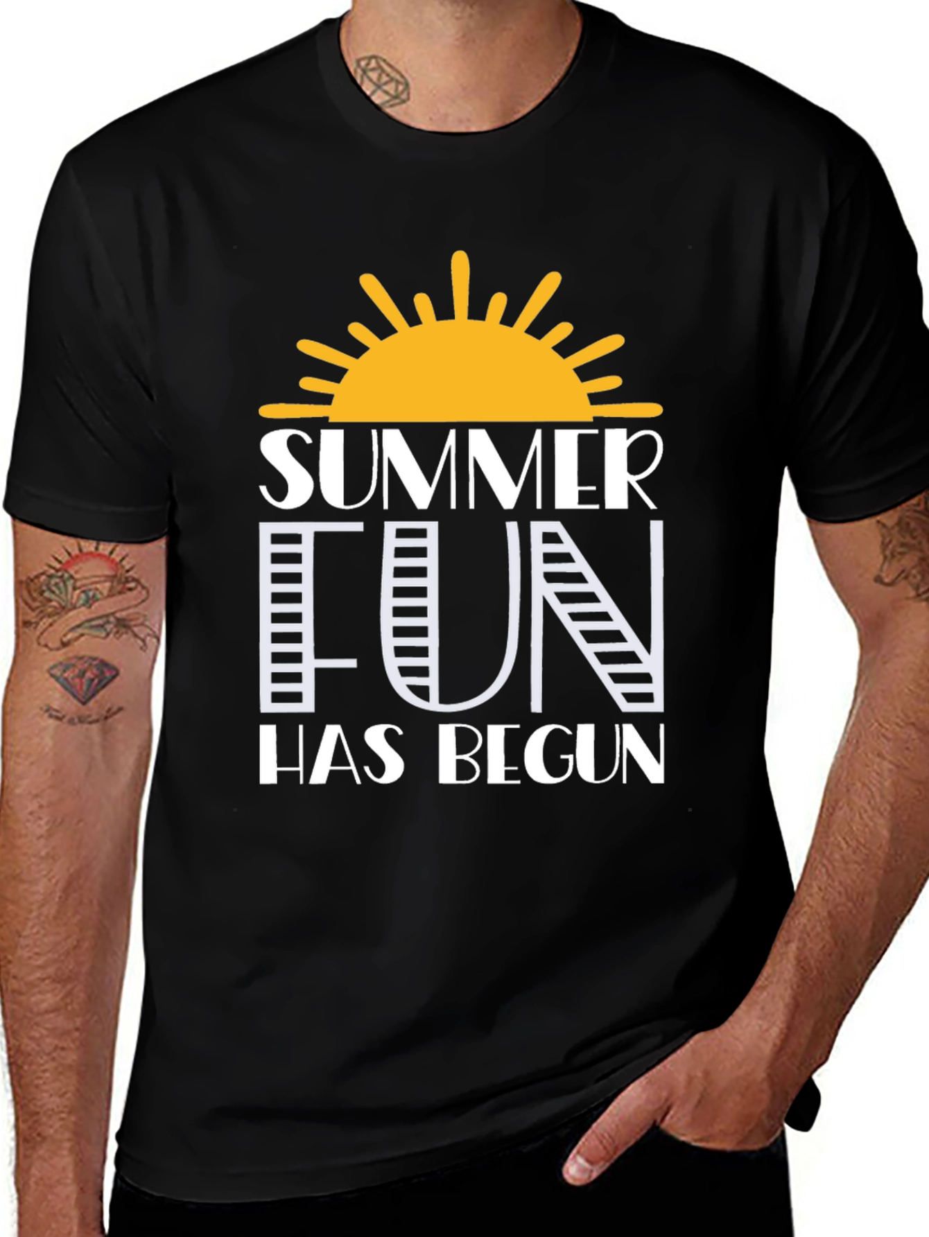 Summer Fun Graphic Tee - Black Cotton T-Shirt