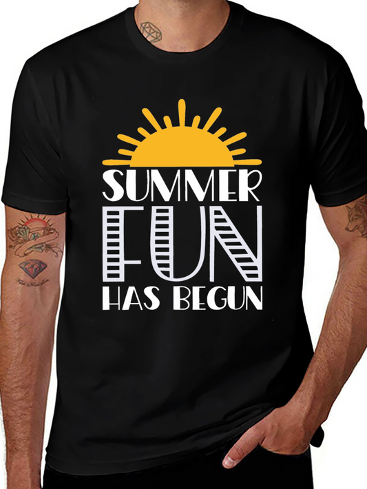 Summer Fun Graphic Tee - Black Cotton T-Shirt