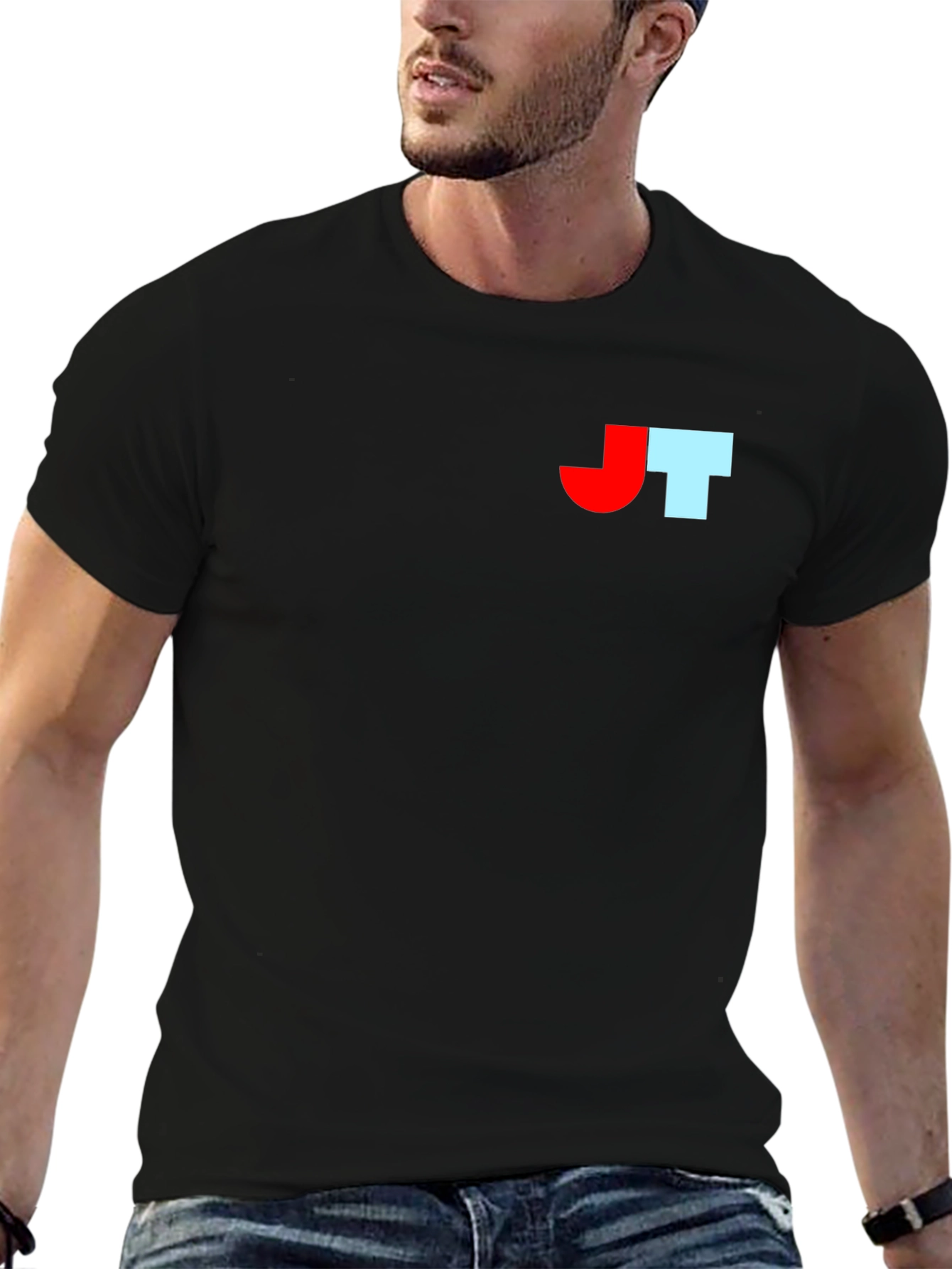 Black T-Shirt with Bold Initial Logo