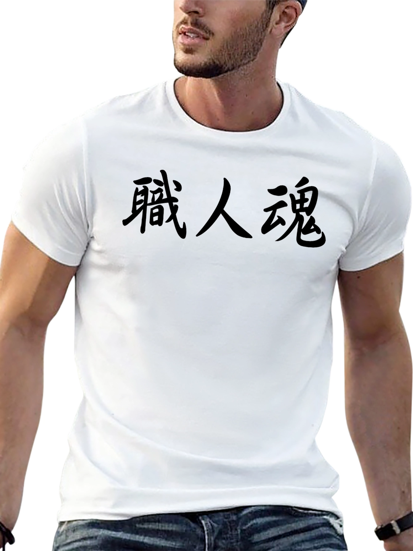 Black T-Shirt with Japanese Text Graphic