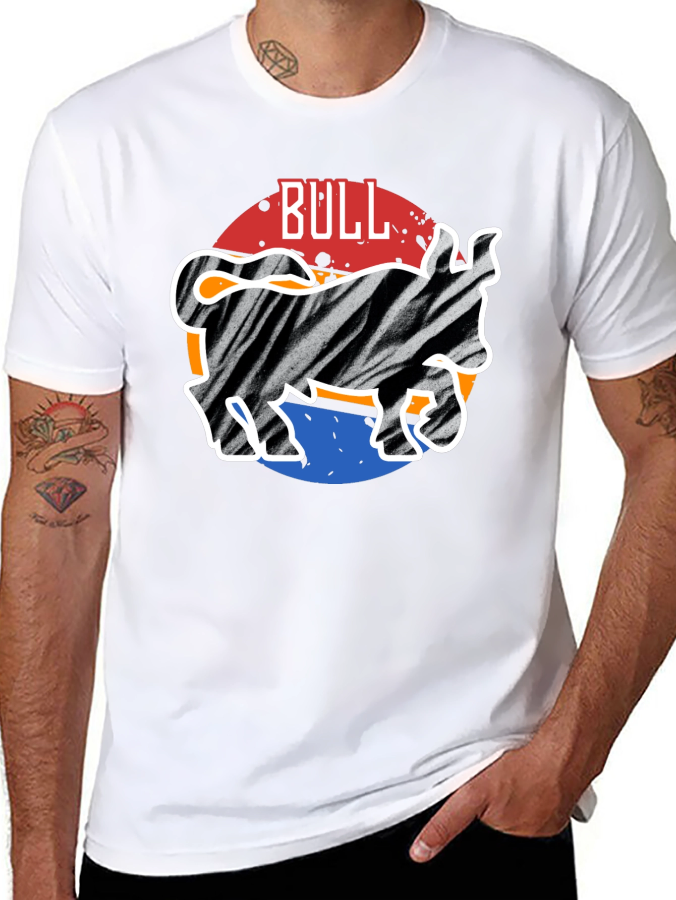 Zebra Bull Graphic Tee - Mens Casual Black T-Shirt