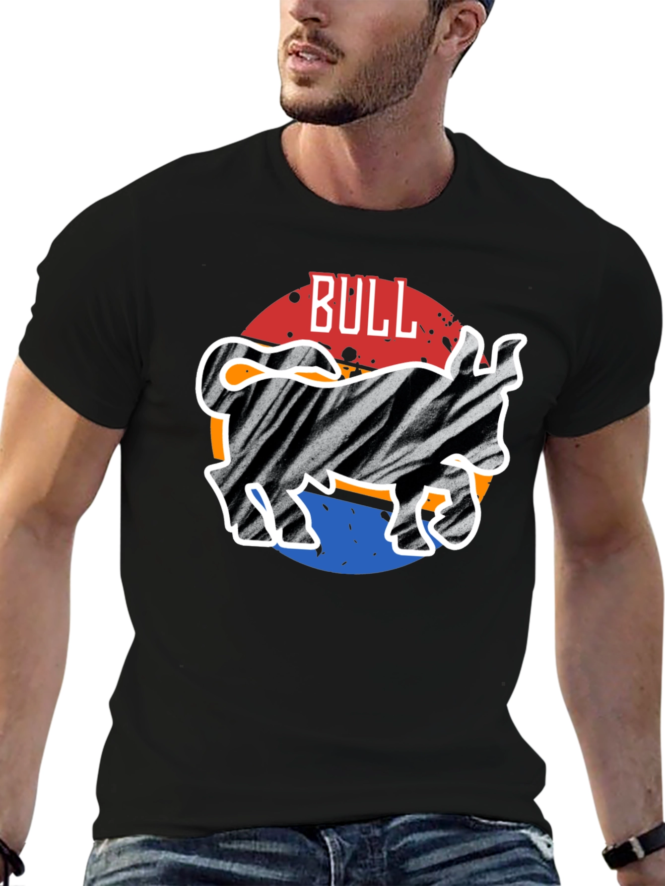 Zebra Bull Graphic Tee - Mens Casual Black T-Shirt