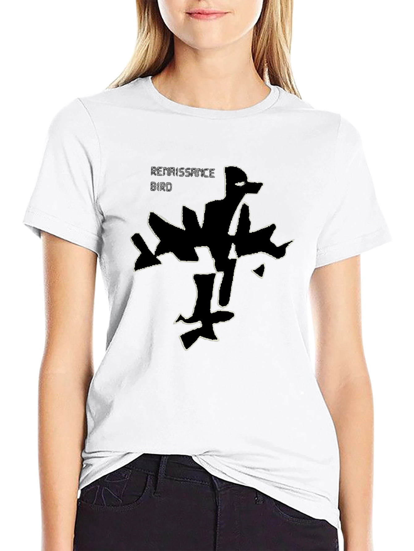Renaissance Bird Graphic Tee - Black Cotton T-Shirt