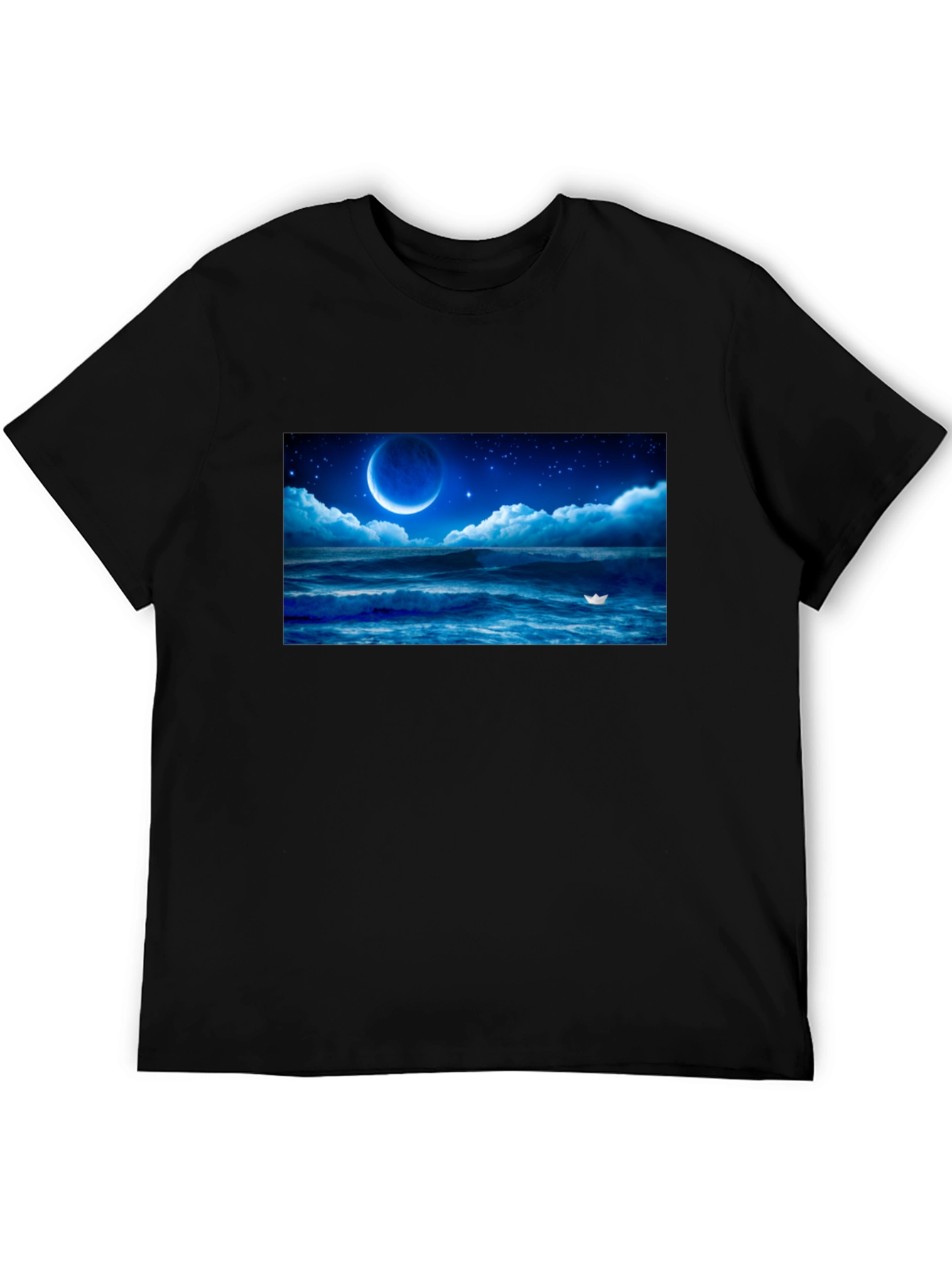 Night Ocean Moon Graphic T-Shirt