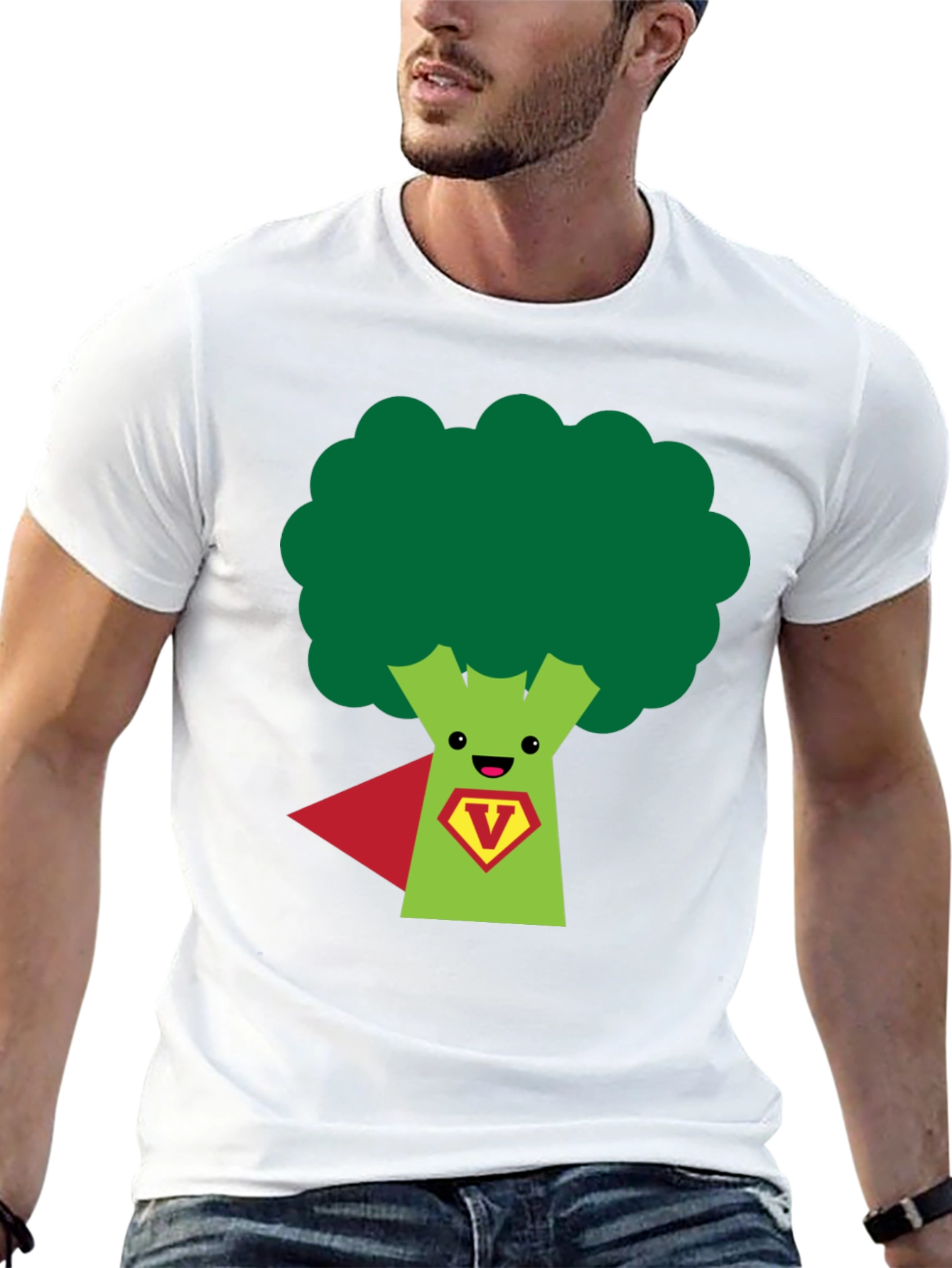 Super Broccoli Hero T-Shirt - Funny Vegan Power Tee