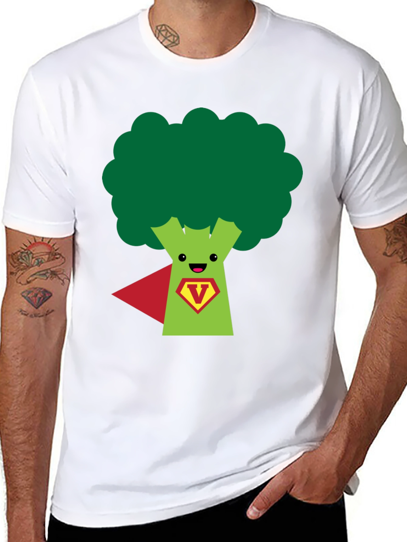 Super Broccoli Hero T-Shirt - Funny Vegan Power Tee