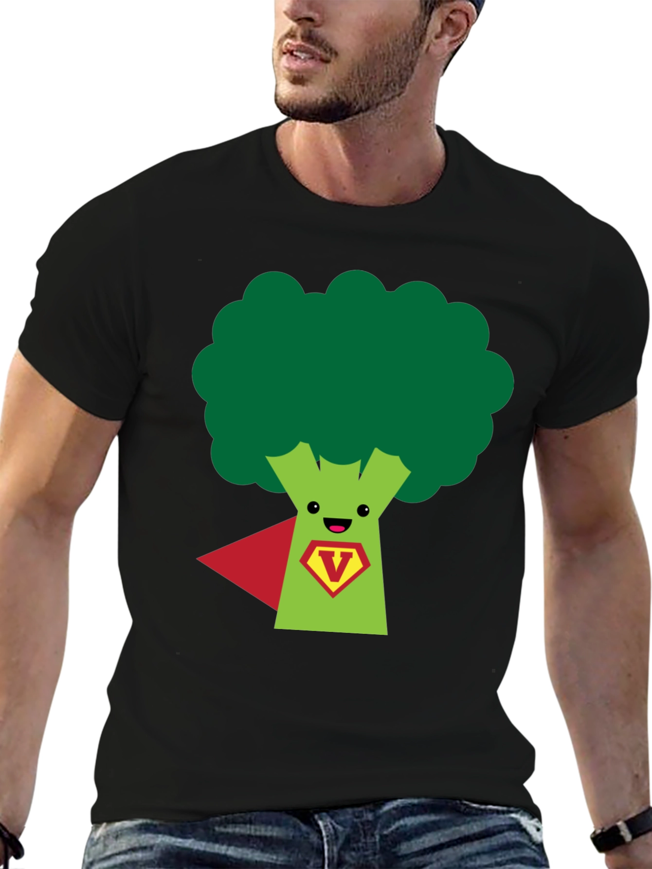 Super Broccoli Hero T-Shirt - Funny Vegan Power Tee