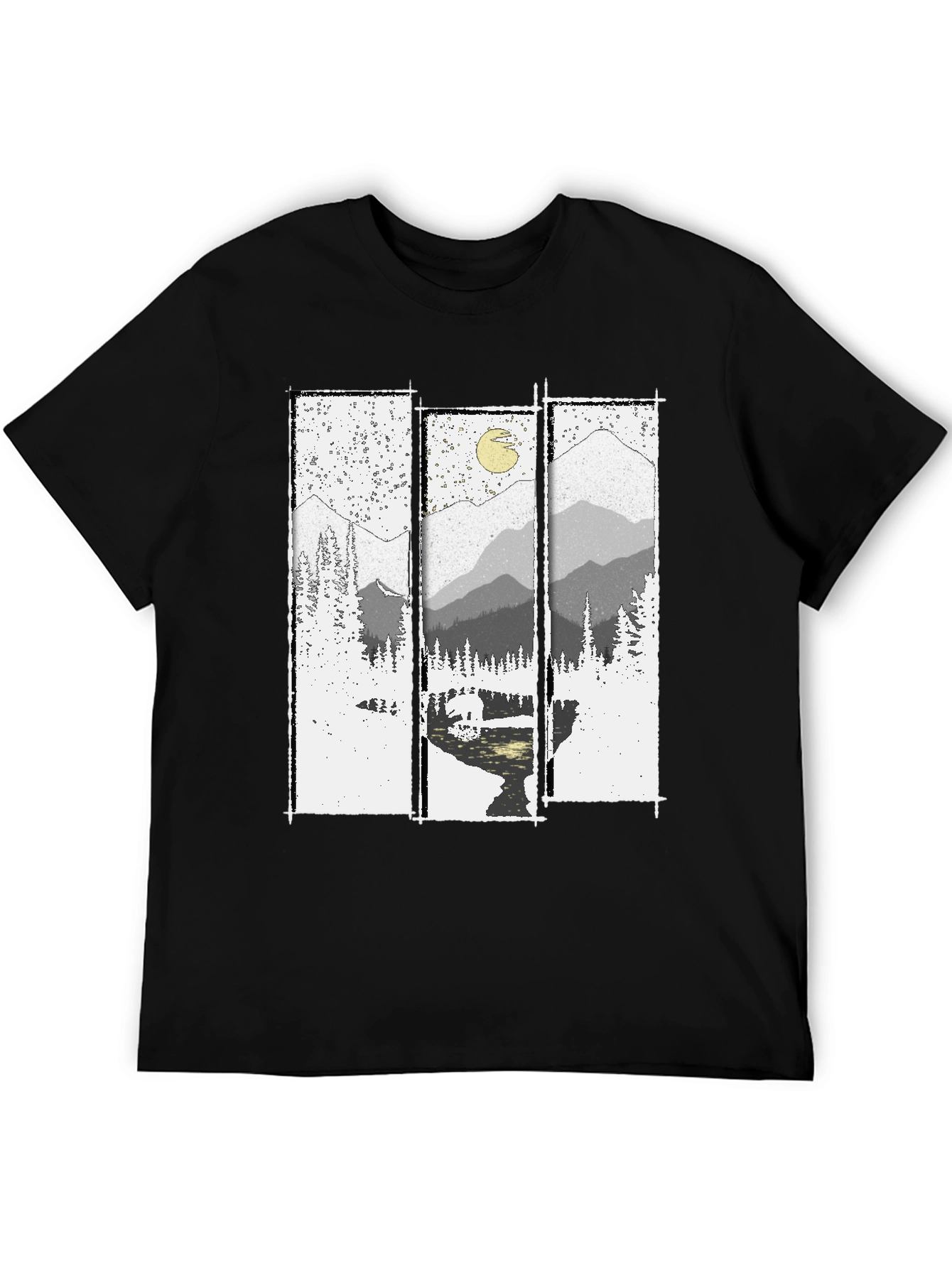 Mountain Vista Graphic Tee - Black Cotton T-Shirt