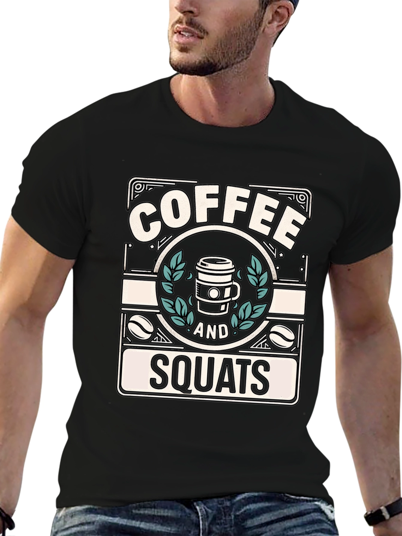 Coffee and Squats Black Graphic T-Shirt