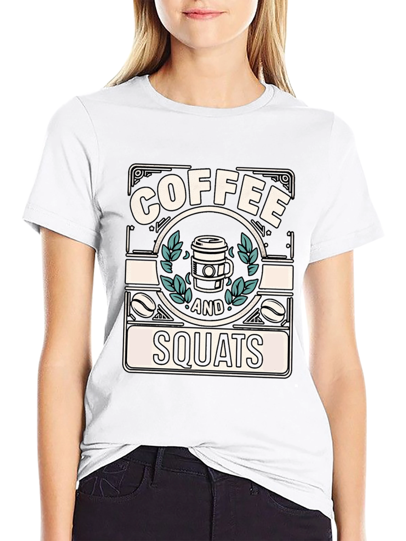 Coffee and Squats Black Graphic T-Shirt