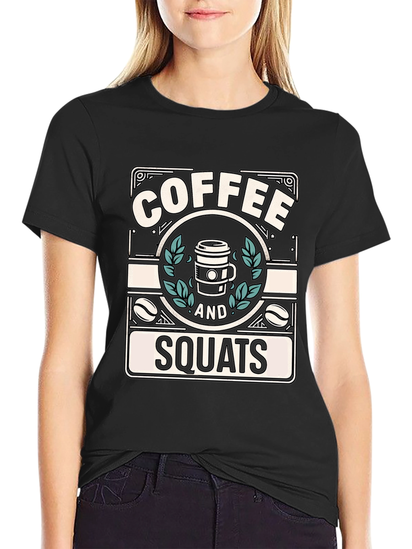 Coffee and Squats Black Graphic T-Shirt