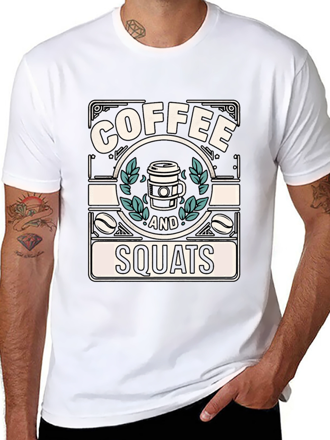 Coffee and Squats Black Graphic T-Shirt