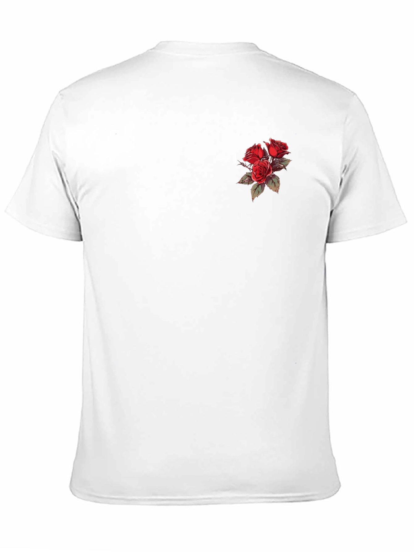 Black T-Shirt with Rose Bouquet Design