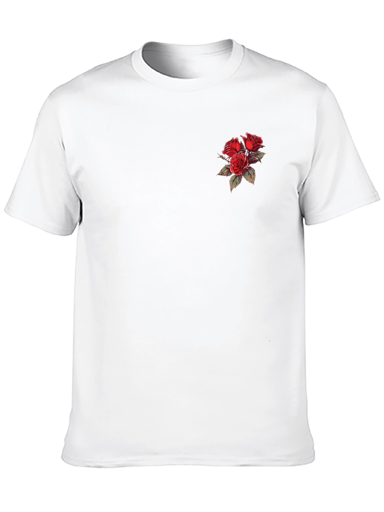 Black T-Shirt with Rose Bouquet Design