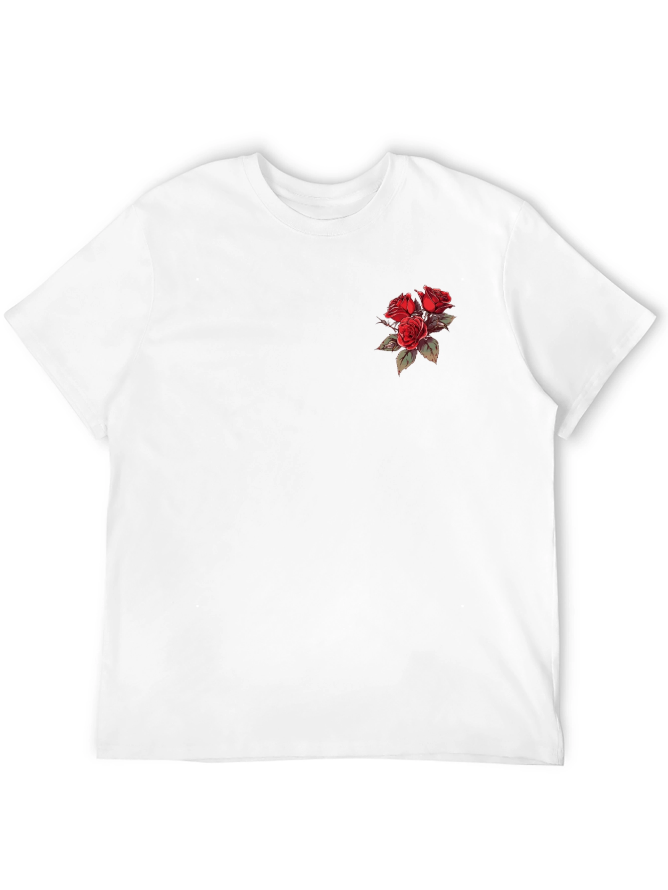 Black T-Shirt with Rose Bouquet Design