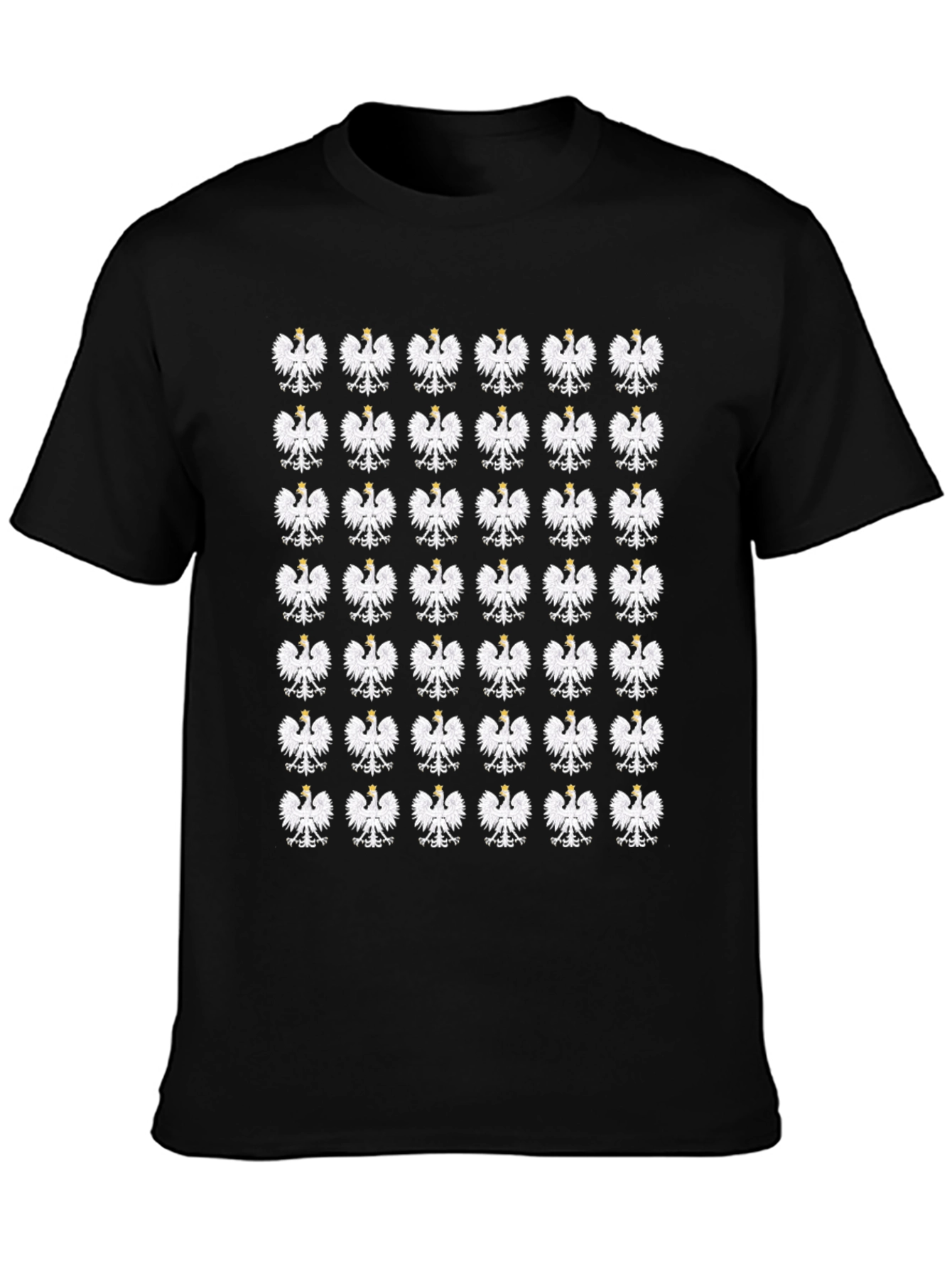 Polish Eagle Pattern Black T-Shirt