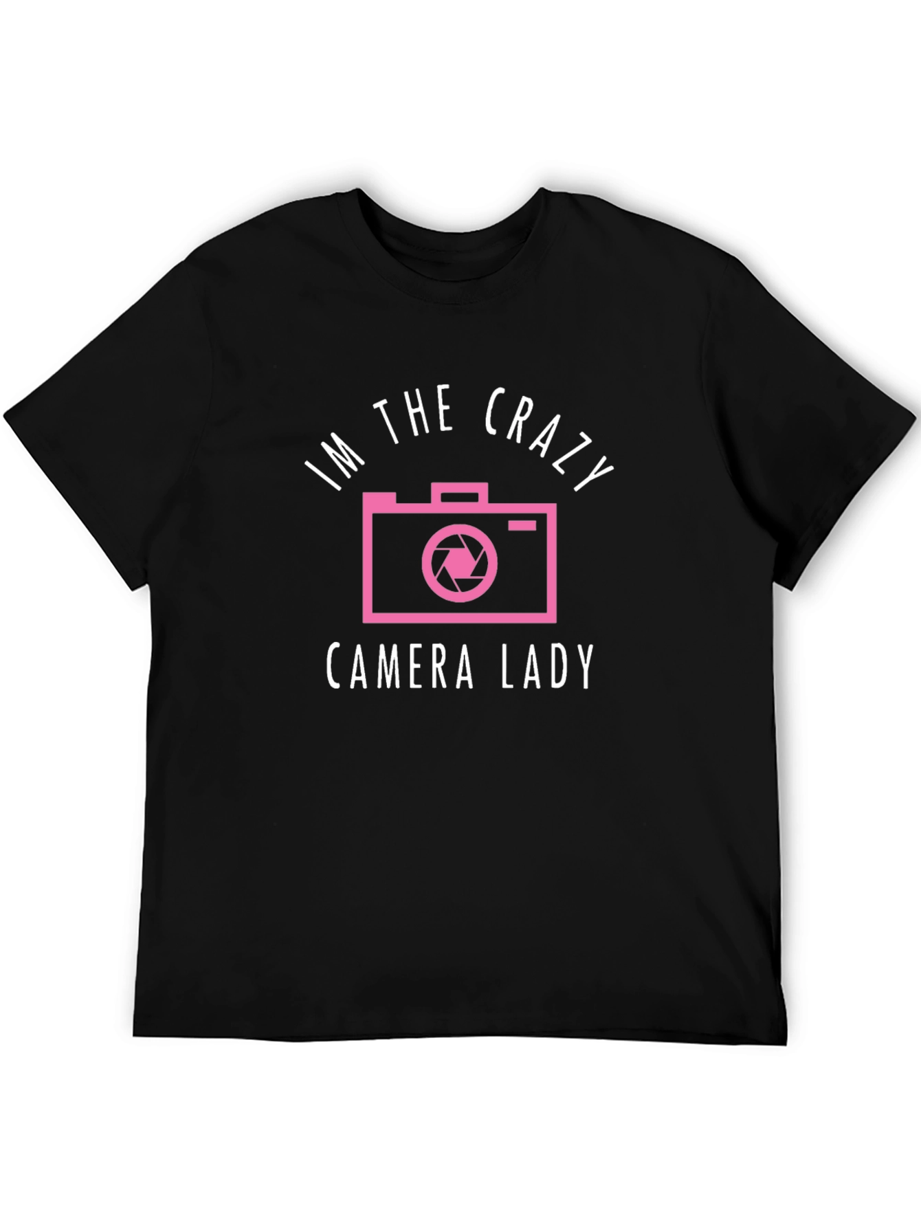 Crazy Camera Lady Graphic Tee - Black Unisex T-Shirt