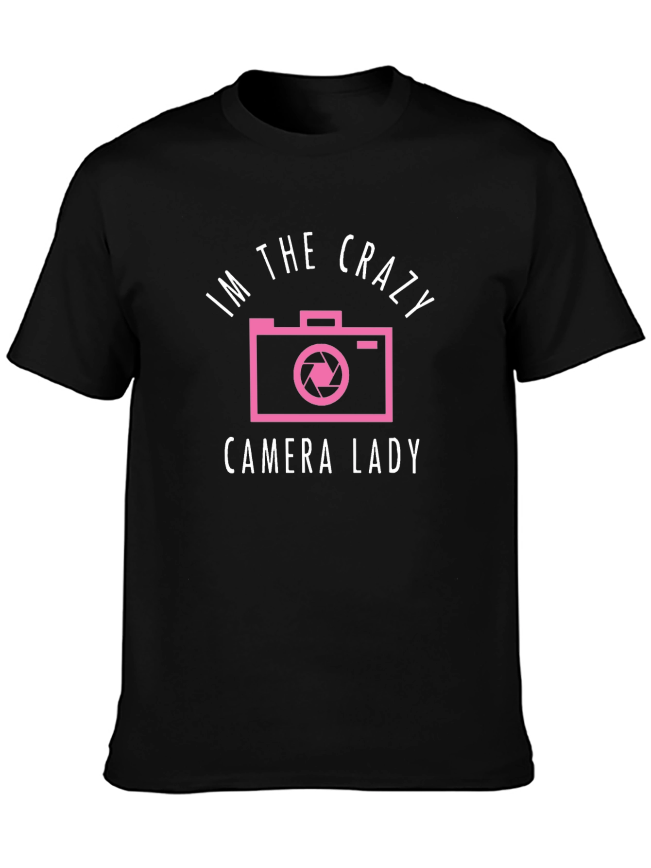 Crazy Camera Lady Graphic Tee - Black Unisex T-Shirt