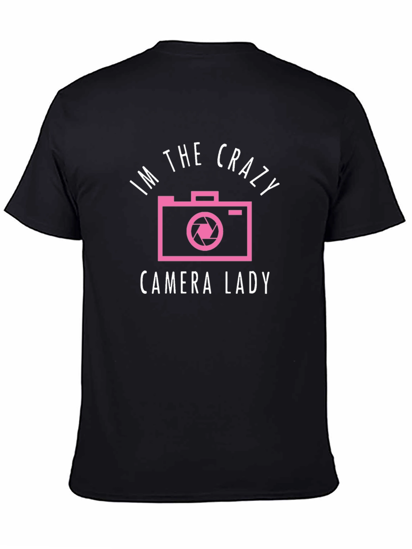 Crazy Camera Lady Graphic Tee - Black Unisex T-Shirt