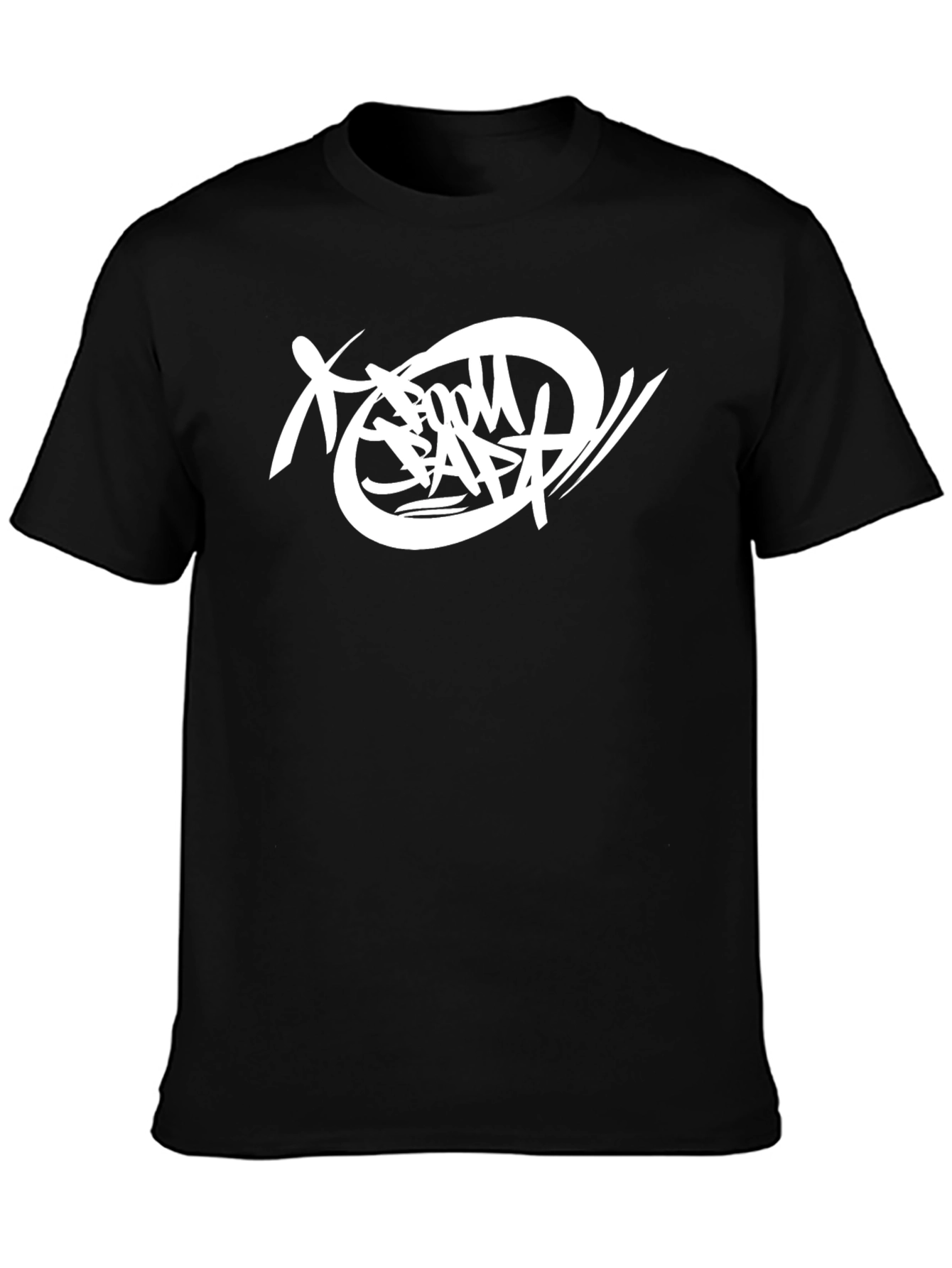Graphic Tee: Black T-Shirt with White Abstract Design