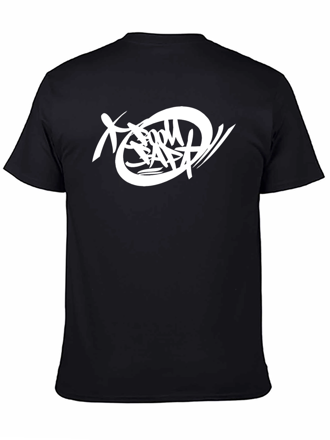 Graphic Tee: Black T-Shirt with White Abstract Design