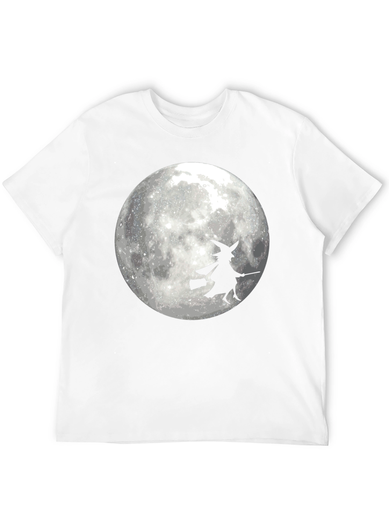 Halloween Witch on Moon Black T-Shirt
