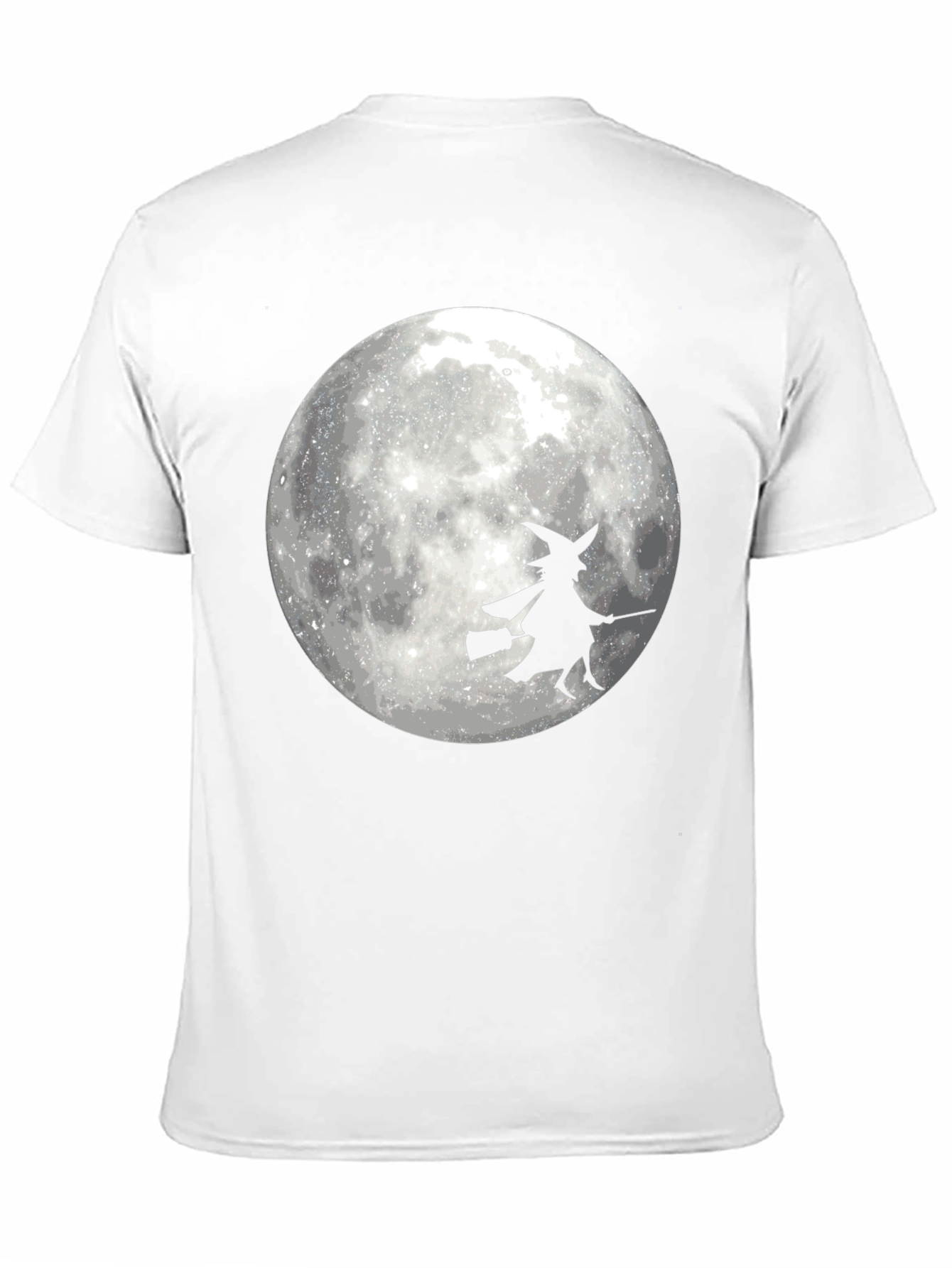 Halloween Witch on Moon Black T-Shirt