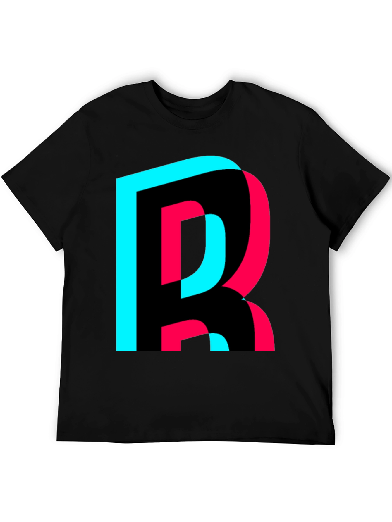 Trendy Letter R Graphic Tee - Black
