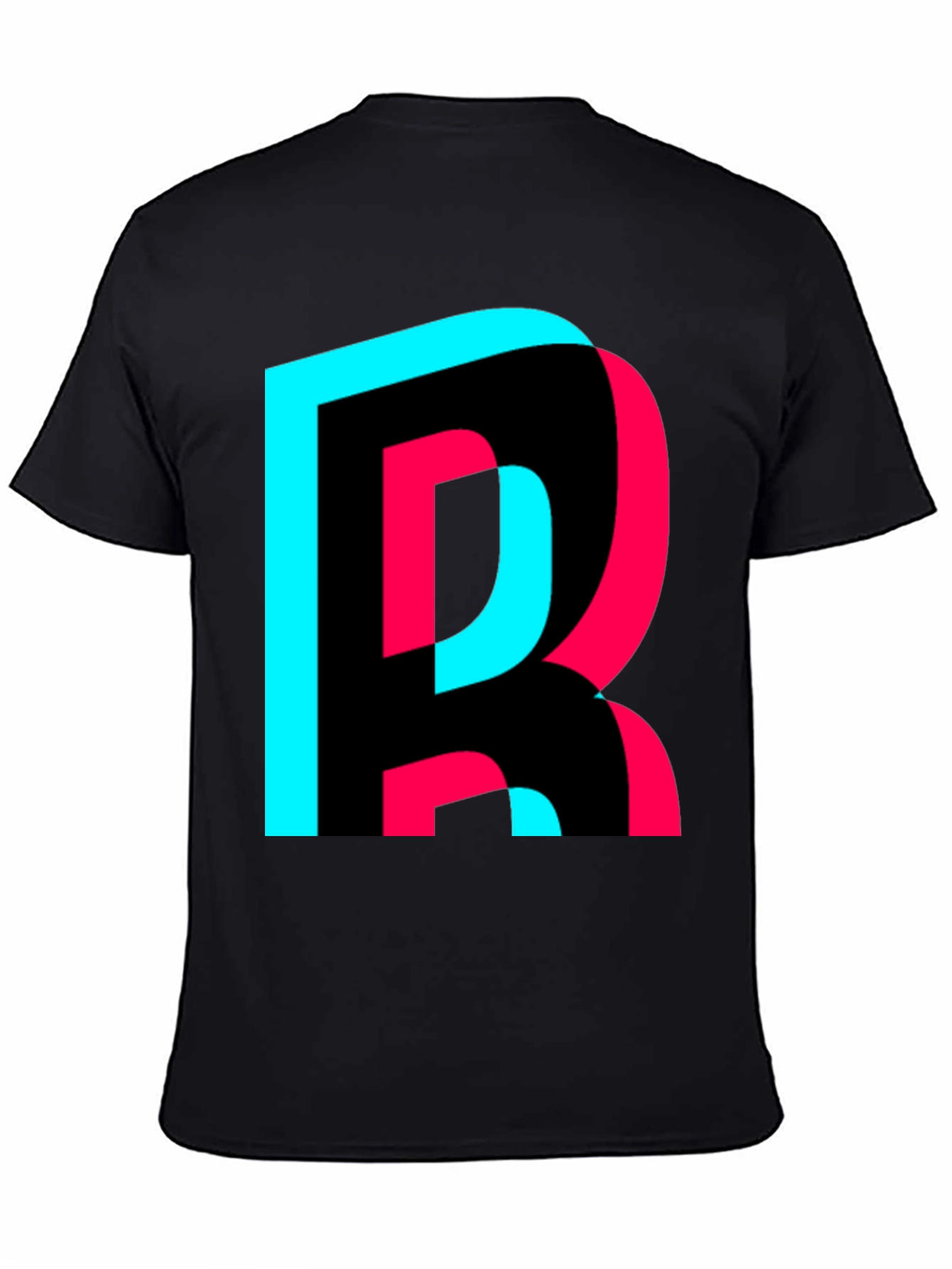 Trendy Letter R Graphic Tee - Black