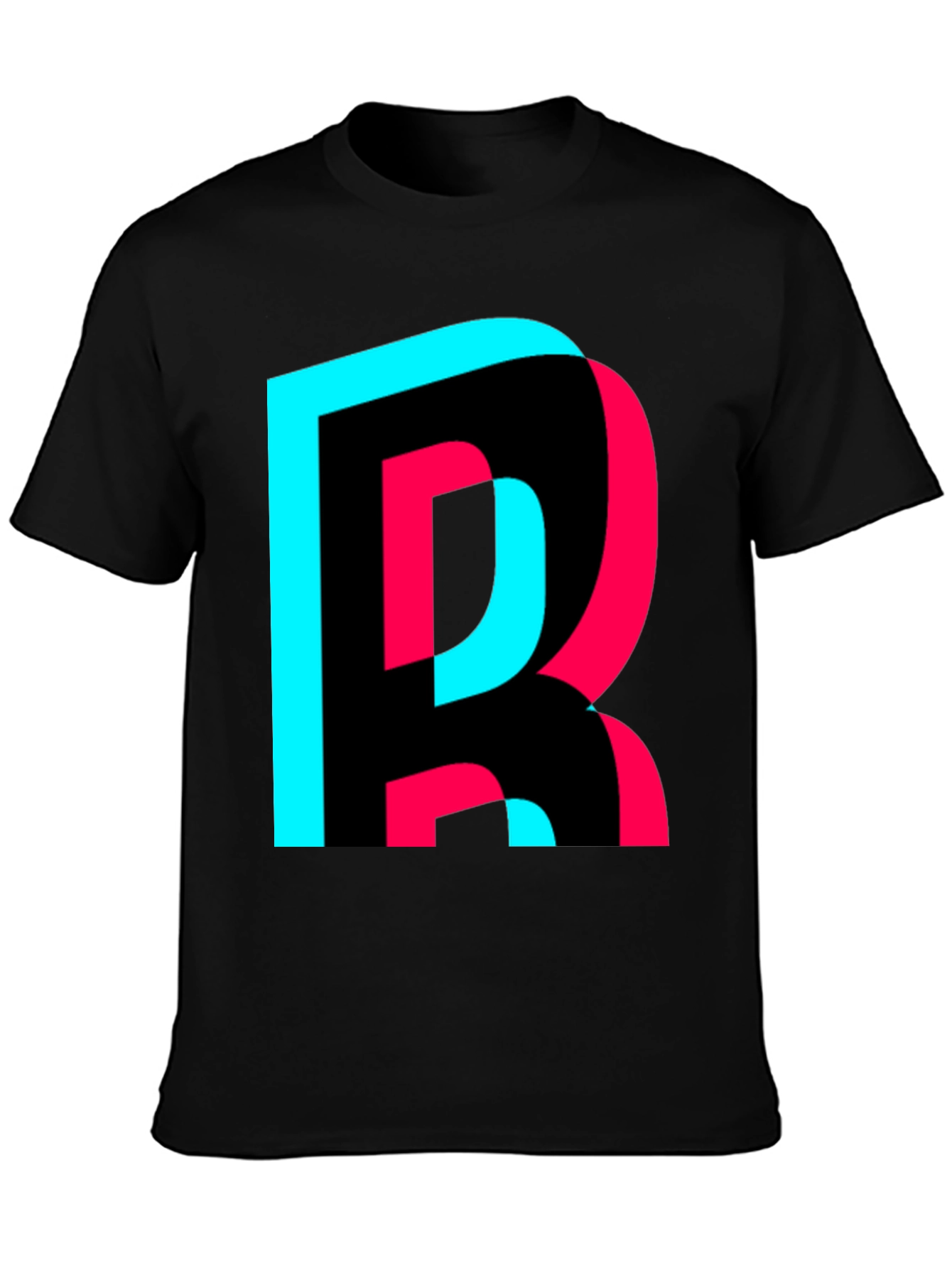 Trendy Letter R Graphic Tee - Black