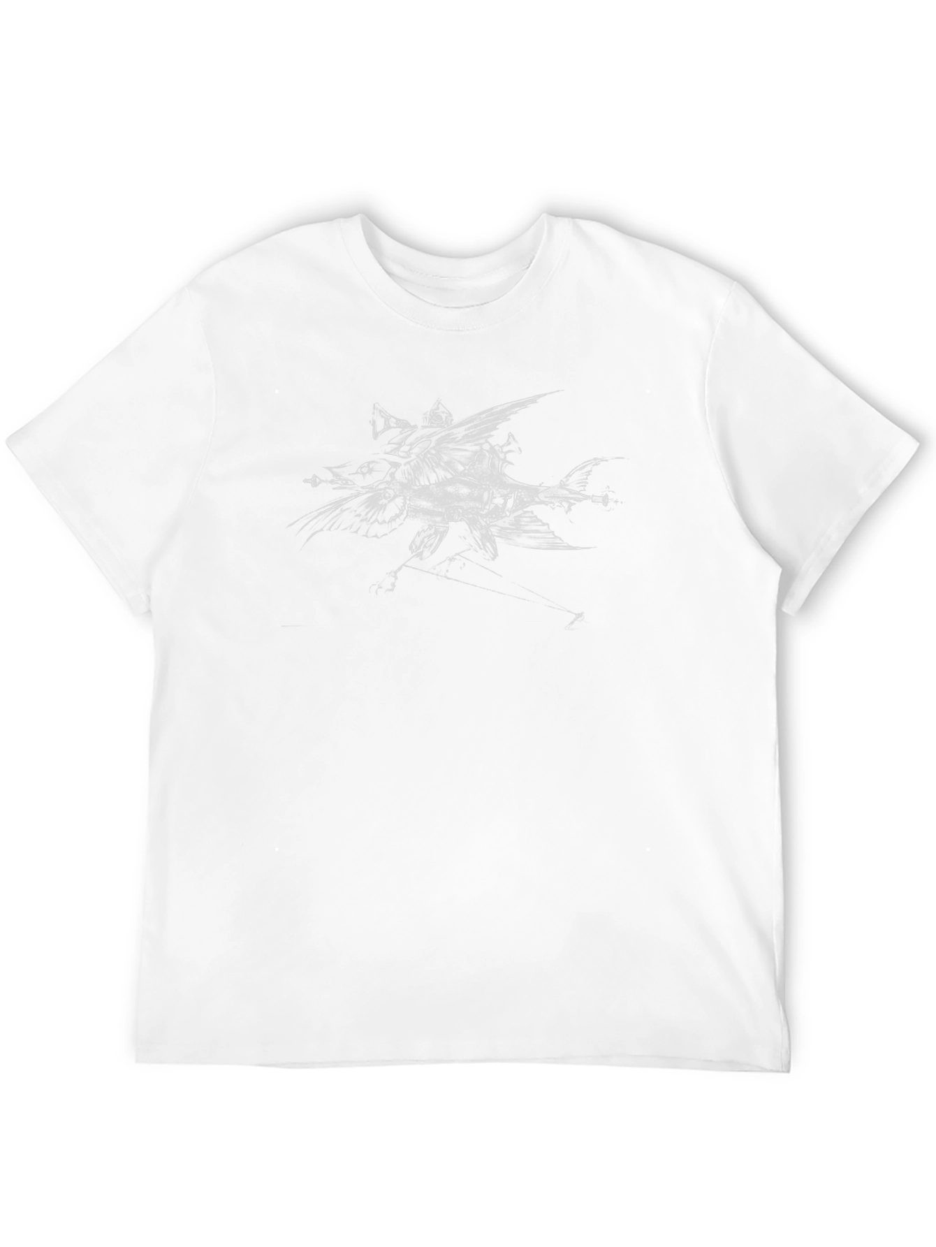 Black T-Shirt with Artistic Bird Design