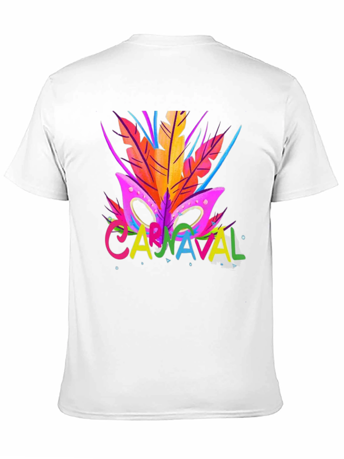 Carnaval T-Shirt - Vibrant Mask & Feathers Design