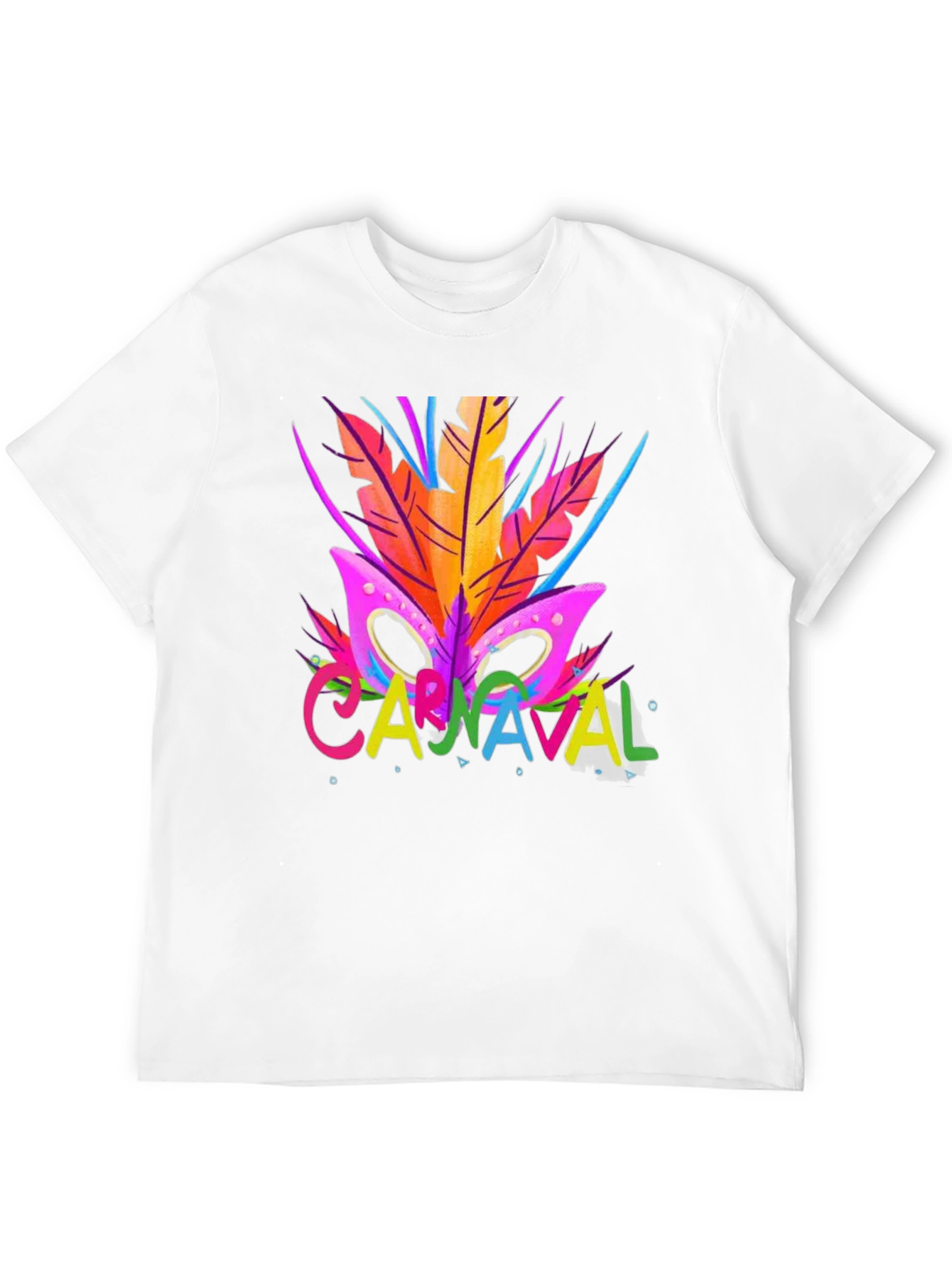 Carnaval T-Shirt - Vibrant Mask & Feathers Design