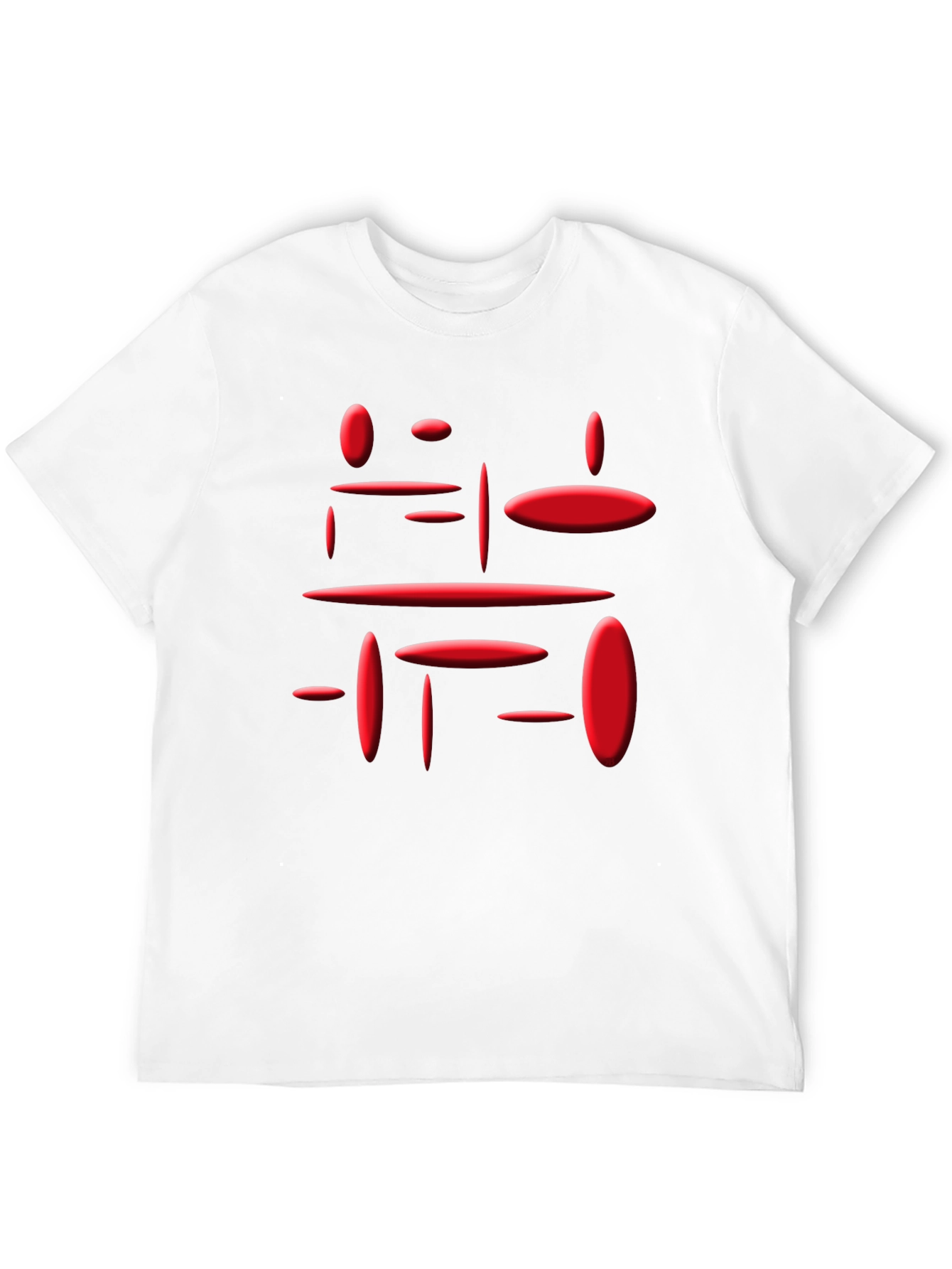 Modern Geometric Red Print Black T-Shirt