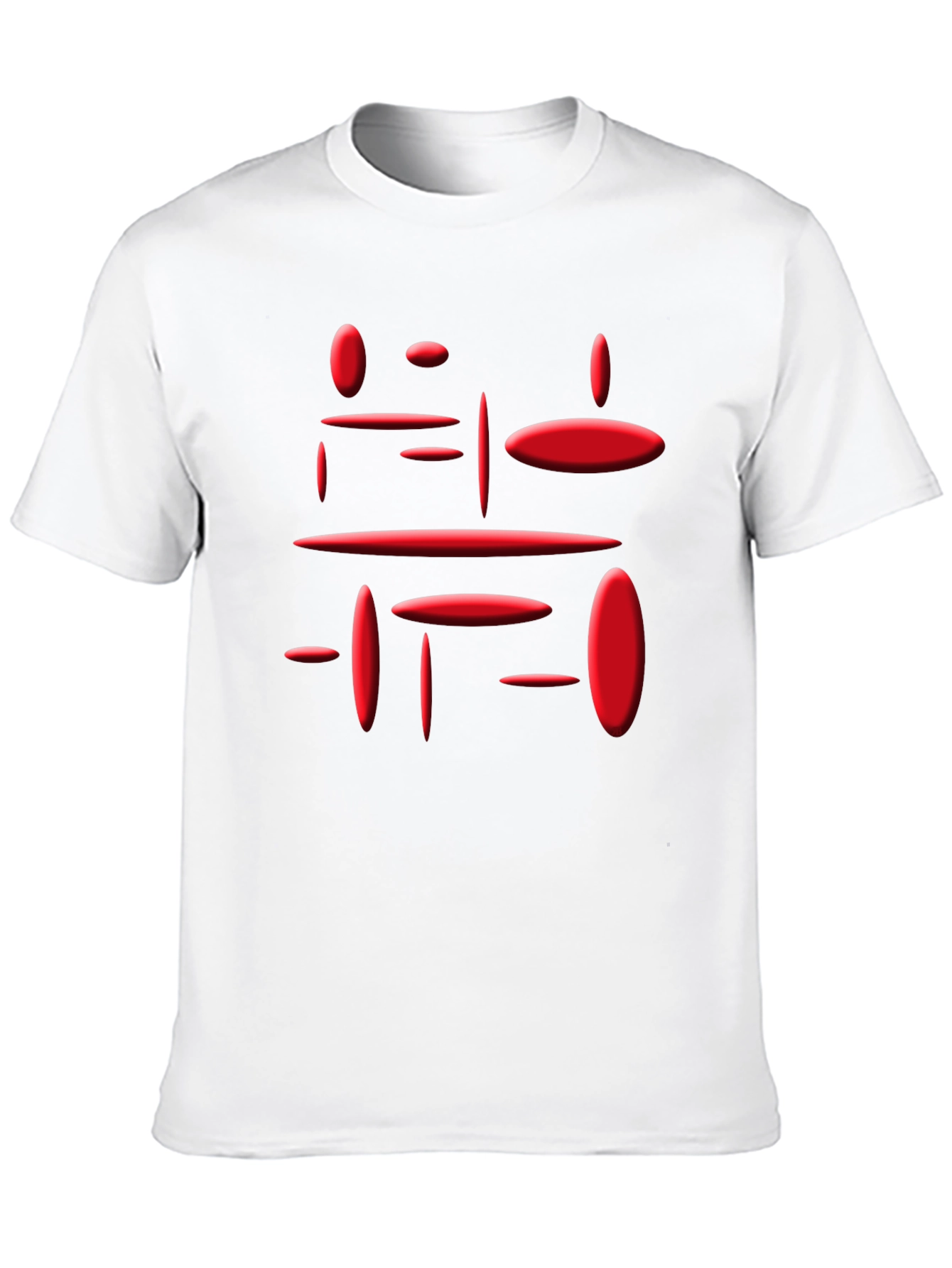 Modern Geometric Red Print Black T-Shirt