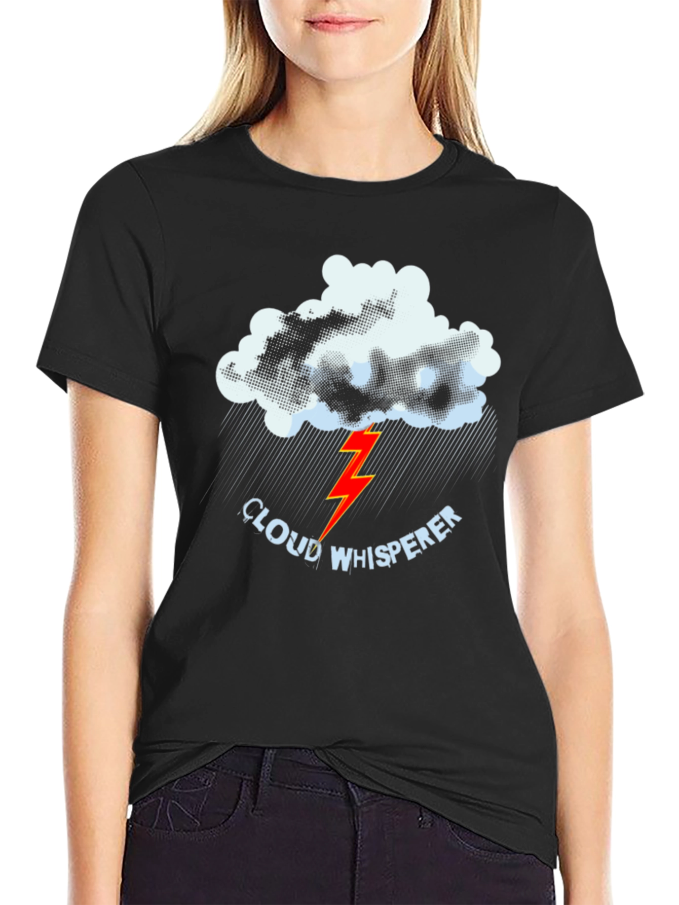 Cloud Whisperer Graphic Tee - Black Cotton