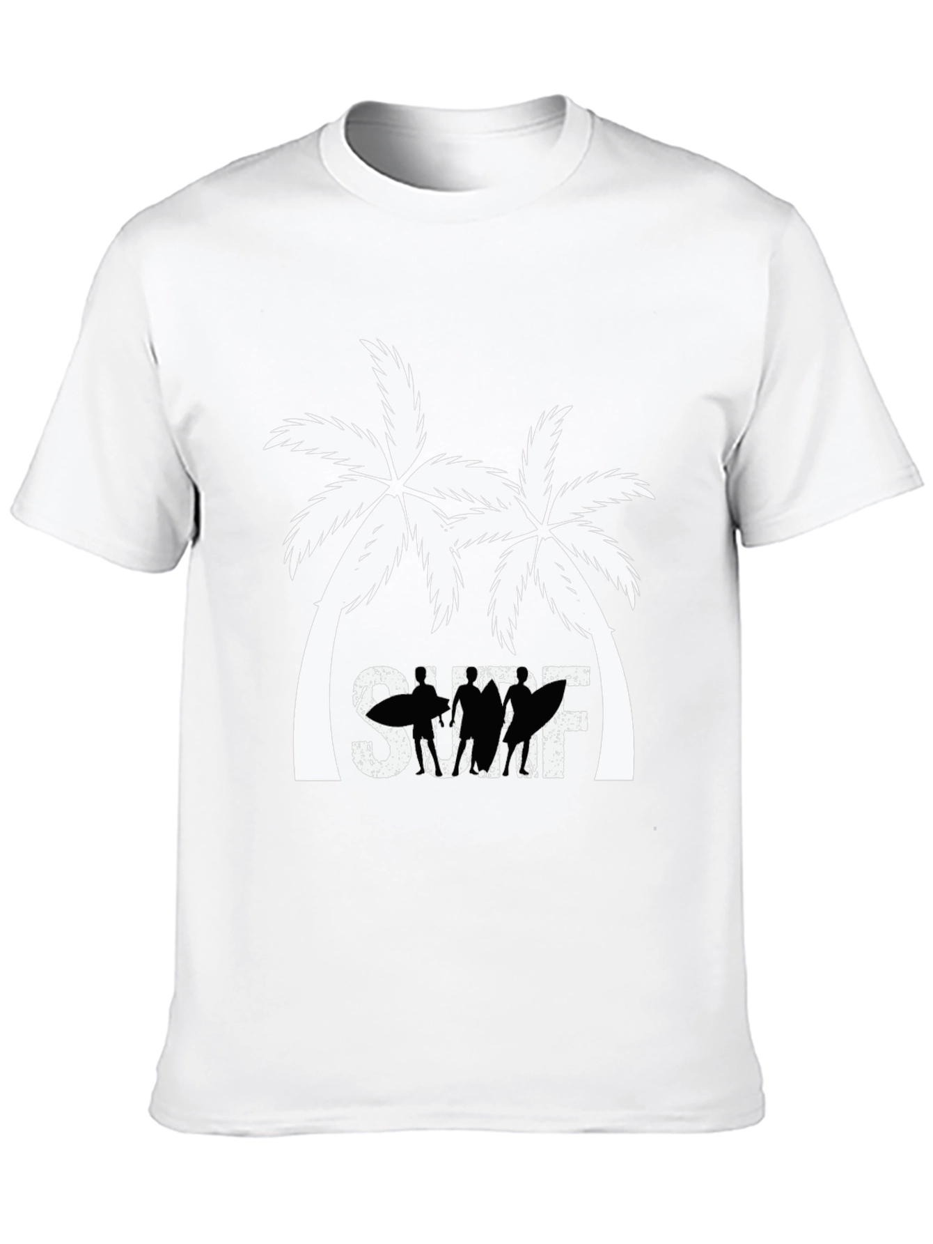 Surf Palm Tree Graphic T-Shirt - Black