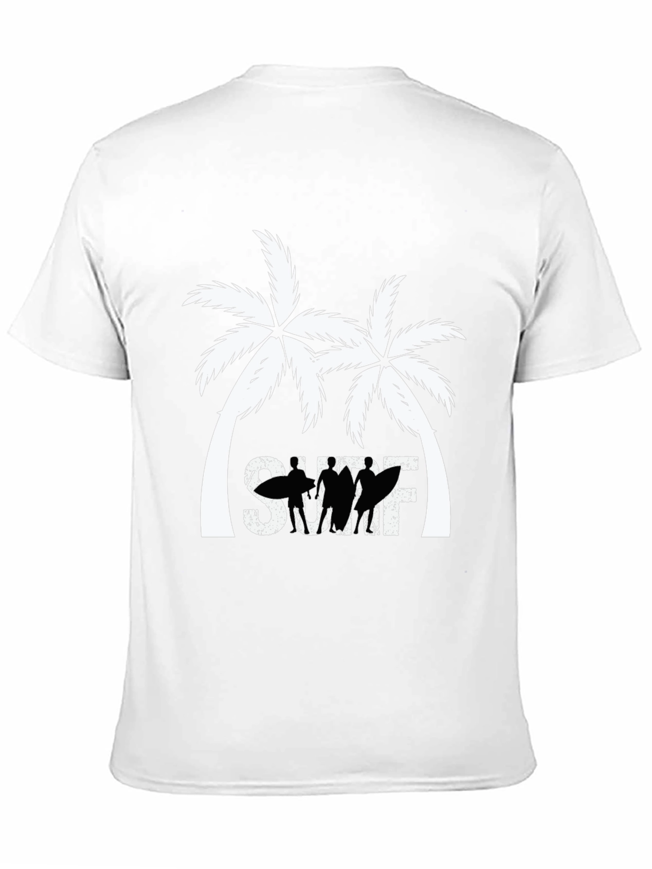 Surf Palm Tree Graphic T-Shirt - Black