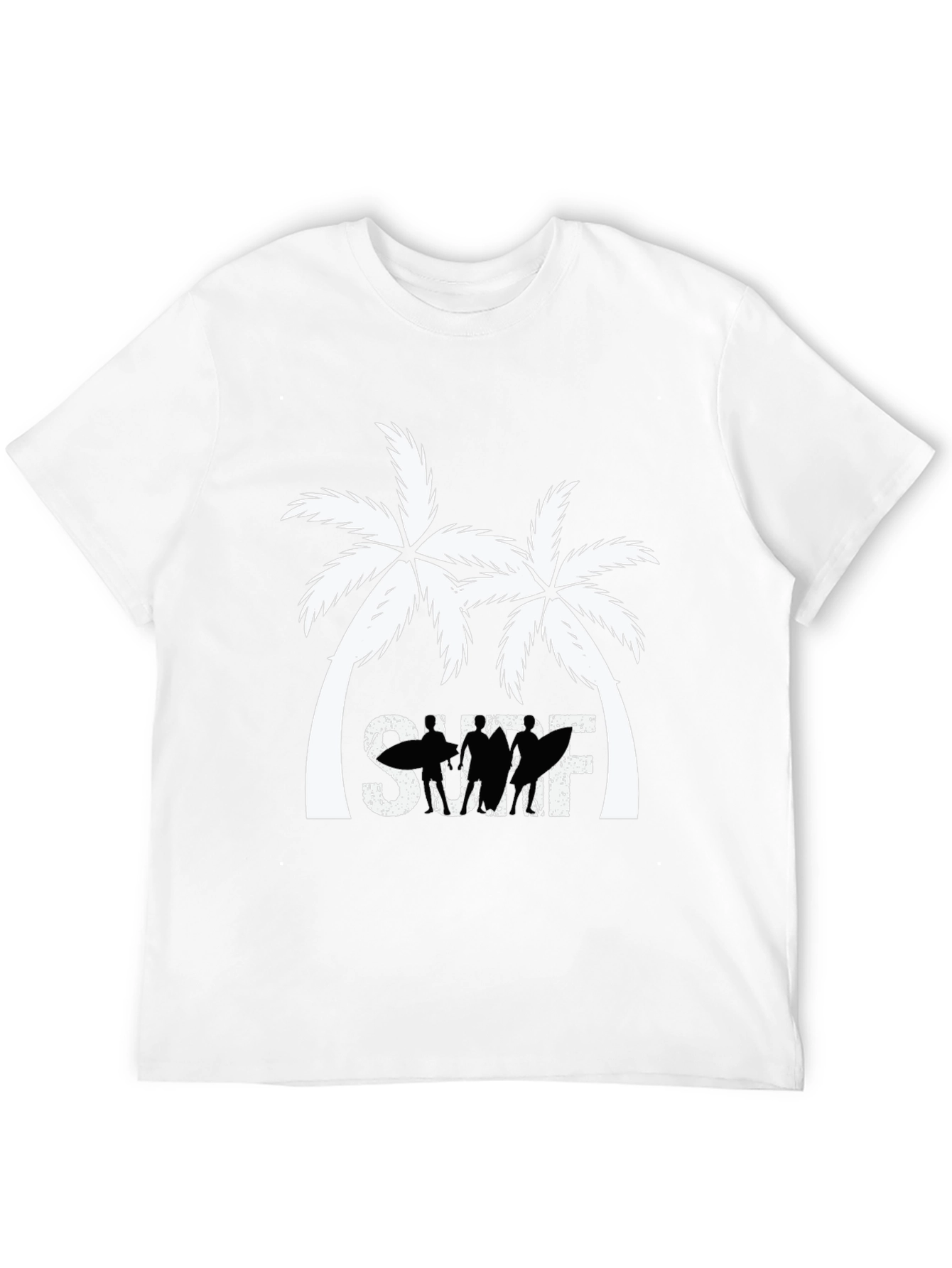 Surf Palm Tree Graphic T-Shirt - Black