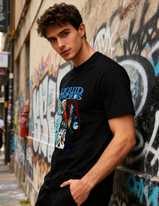 Liquid Swords Hip-Hop Graphic T-Shirt - 100% Cotton, Retro Comic Tee for Music Enthusiasts & Streetwear Lovers