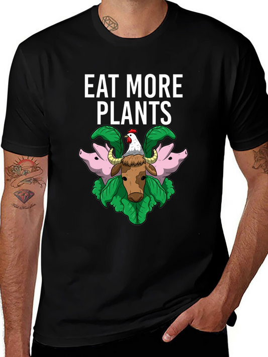 Eat More Plants Graphic T-Shirt Vegan Animal Lover Tee