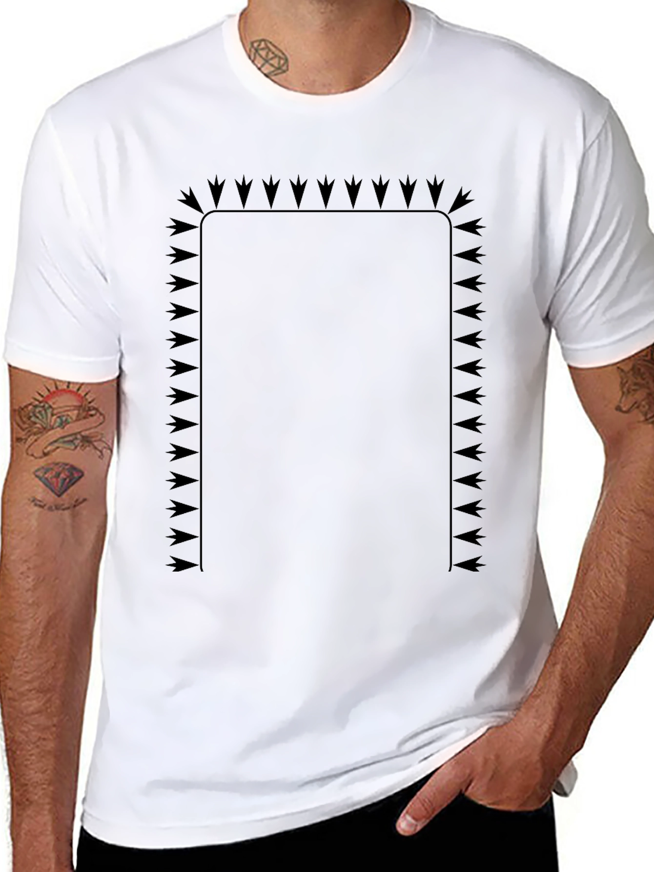 Modern Black Graphic Tee with Geometric Frame Design