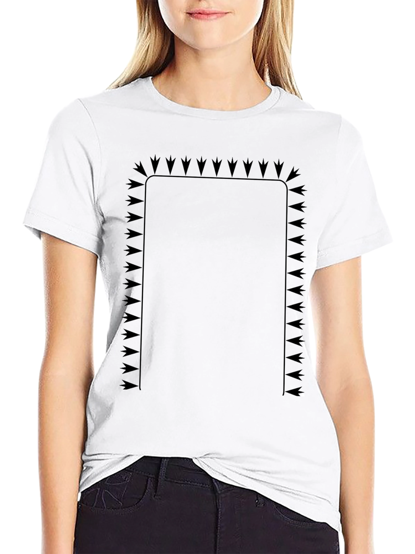 Modern Black Graphic Tee with Geometric Frame Design