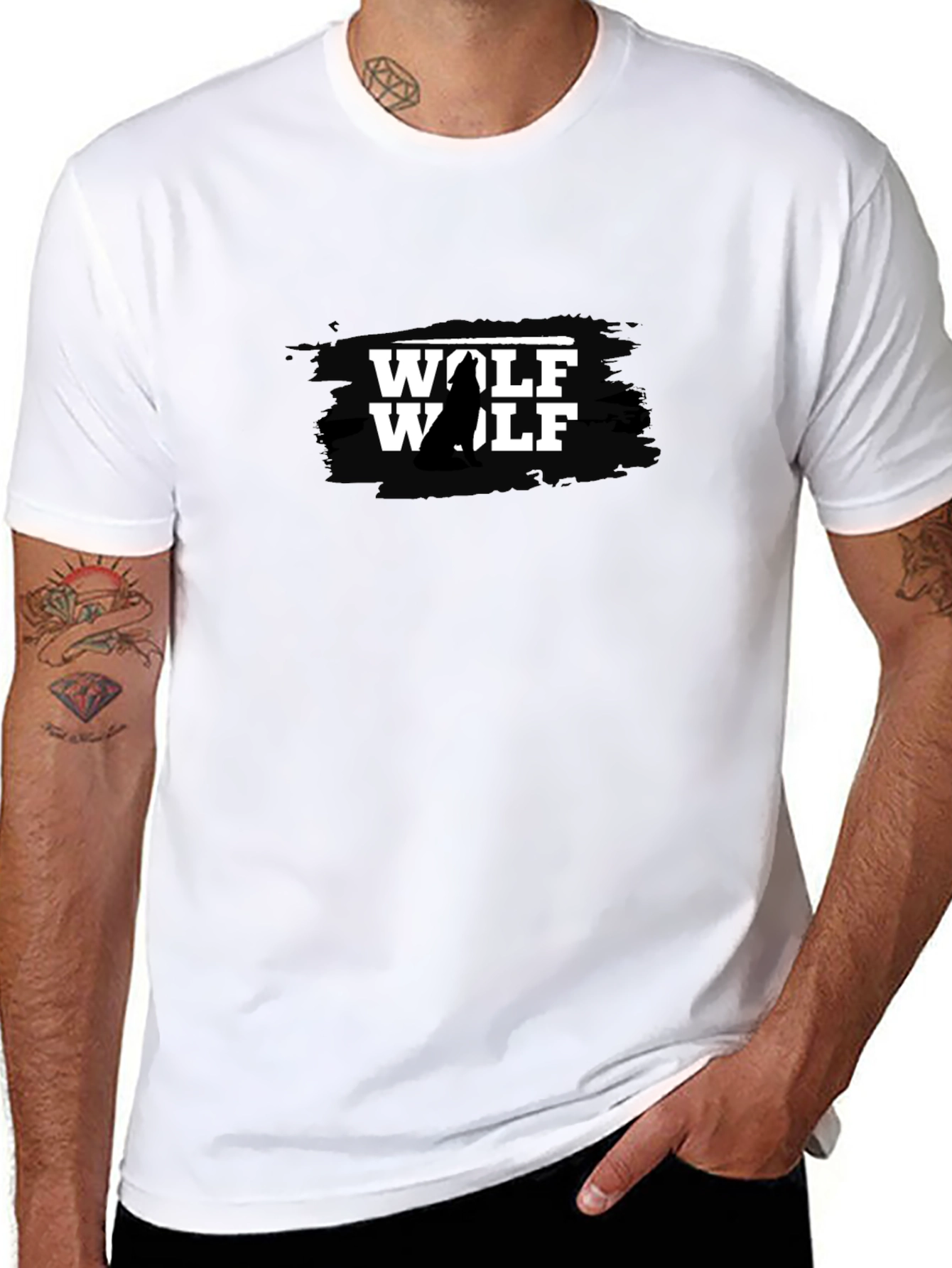 Wolf Graphic T-Shirt - Black Mens